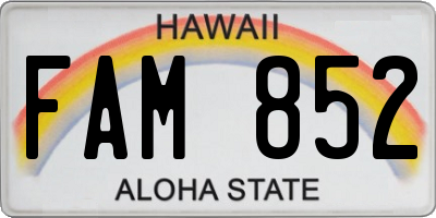 HI license plate FAM852