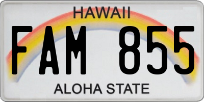 HI license plate FAM855