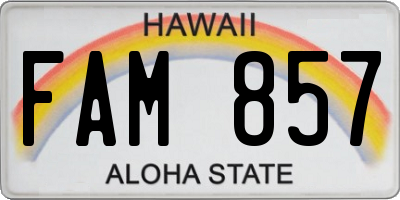 HI license plate FAM857