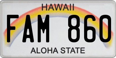 HI license plate FAM860