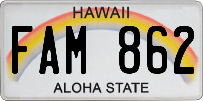 HI license plate FAM862