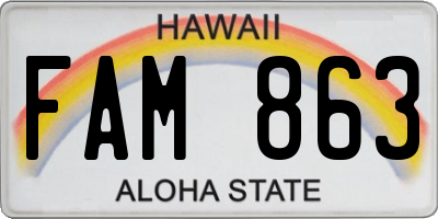 HI license plate FAM863