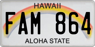 HI license plate FAM864