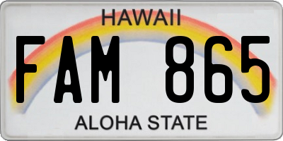 HI license plate FAM865