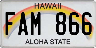 HI license plate FAM866