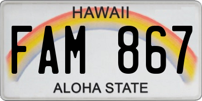 HI license plate FAM867