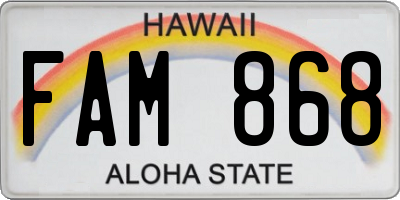 HI license plate FAM868