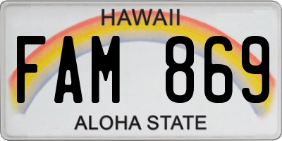 HI license plate FAM869