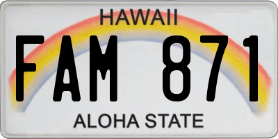 HI license plate FAM871