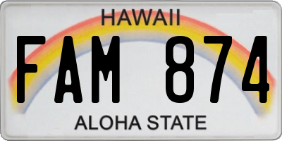 HI license plate FAM874