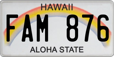 HI license plate FAM876