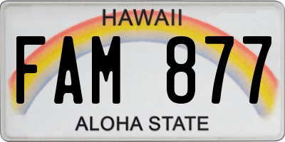 HI license plate FAM877