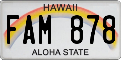 HI license plate FAM878