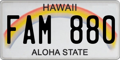 HI license plate FAM880