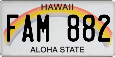 HI license plate FAM882