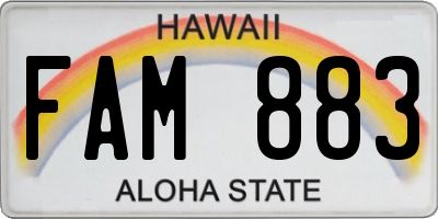 HI license plate FAM883