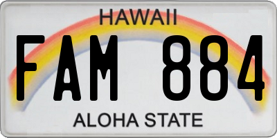 HI license plate FAM884