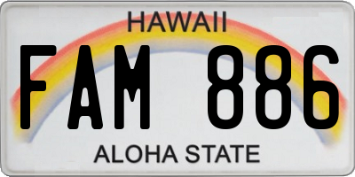 HI license plate FAM886