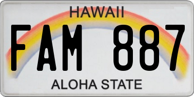 HI license plate FAM887