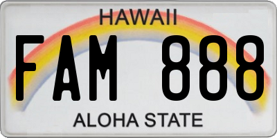 HI license plate FAM888