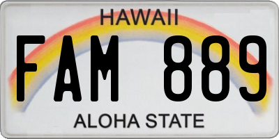 HI license plate FAM889