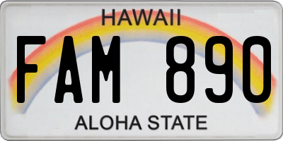 HI license plate FAM890