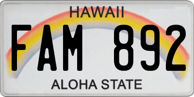 HI license plate FAM892