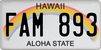 HI license plate FAM893
