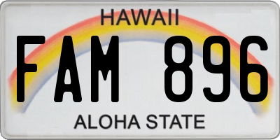 HI license plate FAM896