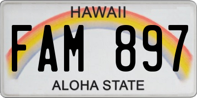 HI license plate FAM897