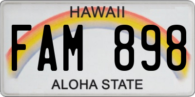 HI license plate FAM898