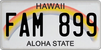 HI license plate FAM899