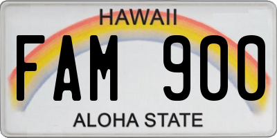 HI license plate FAM900