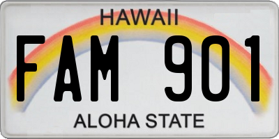 HI license plate FAM901
