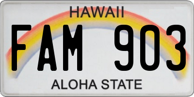 HI license plate FAM903