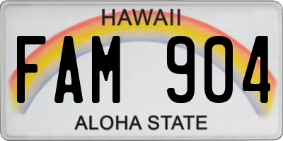 HI license plate FAM904