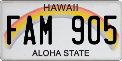 HI license plate FAM905