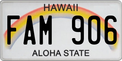 HI license plate FAM906