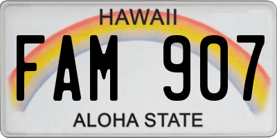 HI license plate FAM907