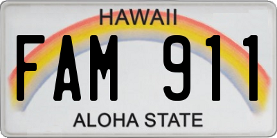 HI license plate FAM911