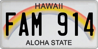 HI license plate FAM914