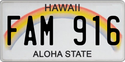 HI license plate FAM916