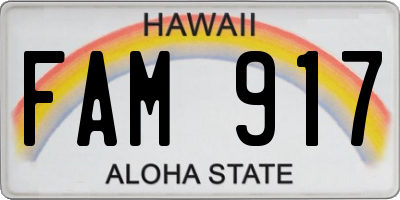 HI license plate FAM917