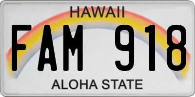 HI license plate FAM918