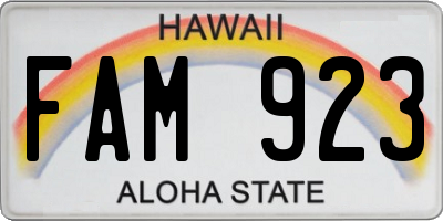 HI license plate FAM923