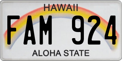 HI license plate FAM924