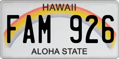 HI license plate FAM926