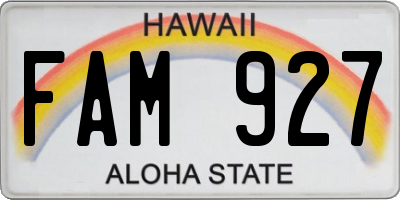 HI license plate FAM927