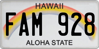 HI license plate FAM928
