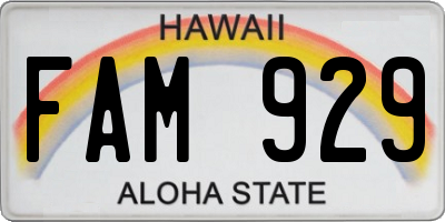 HI license plate FAM929